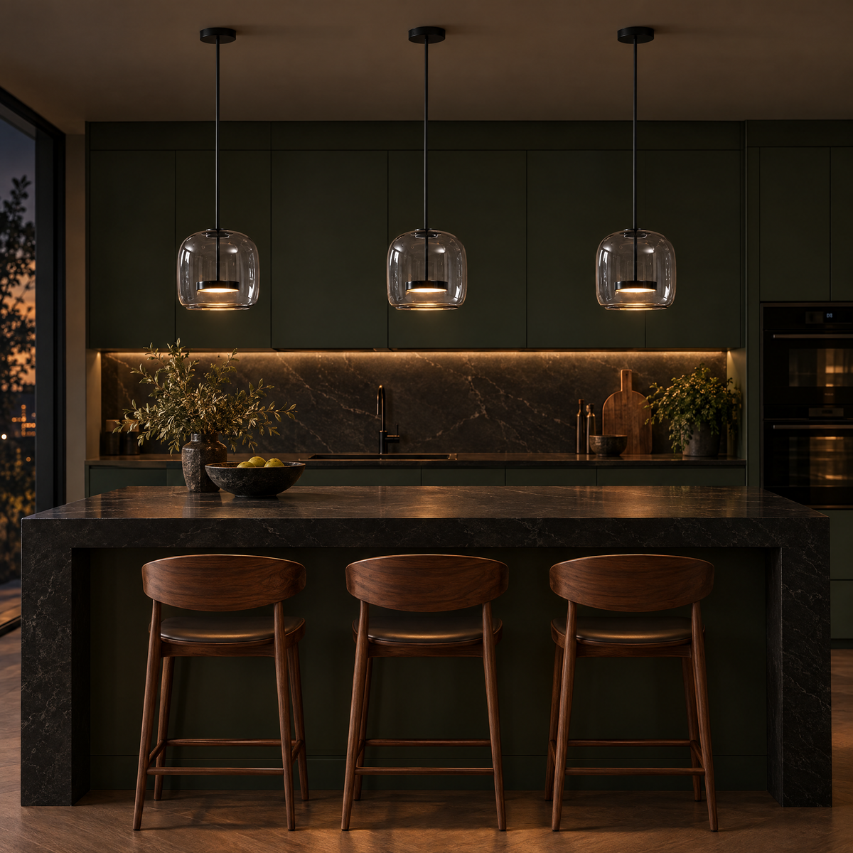 Moderne hanglamp van geblazen glas Glavira