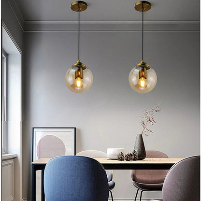 Orbelle Art-decoglazen hanglamp met messing bolvormige kap