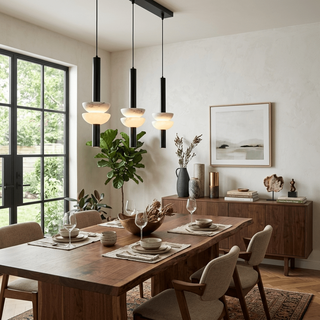 Hanglamp met albasten schijf
