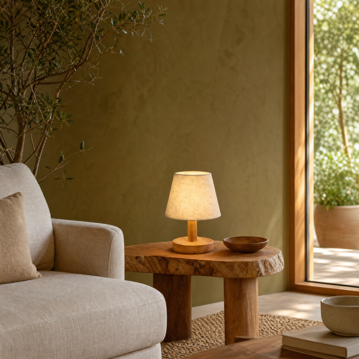 Elarion Scandinavische tafellamp van eikenhout