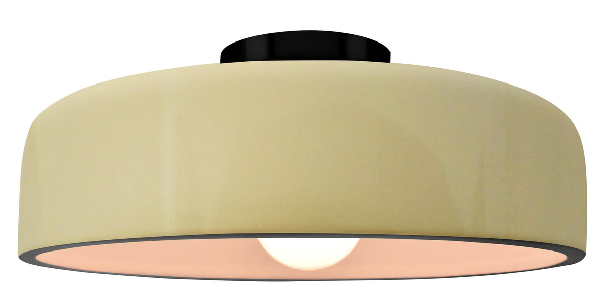 Keramische half-inbouw-plafondlamp met trommelkap