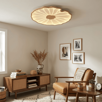 Plafondlamp met waterleliehoutnerfstructuur