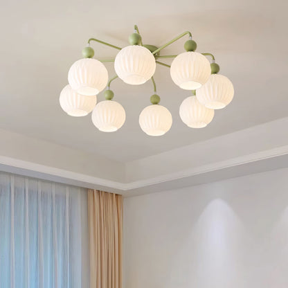 Geribd opalen glazen plafondlamp