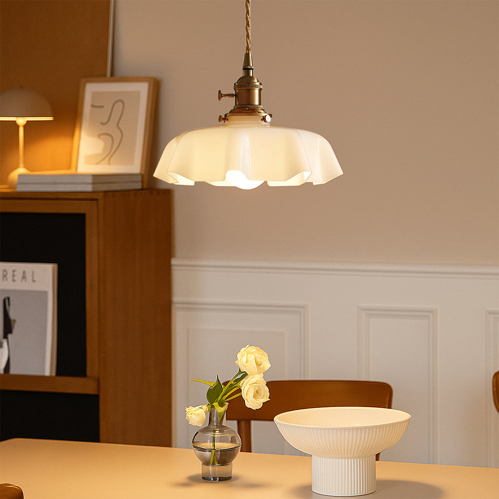 Coquille Franse hanglamp van geschulpt glas