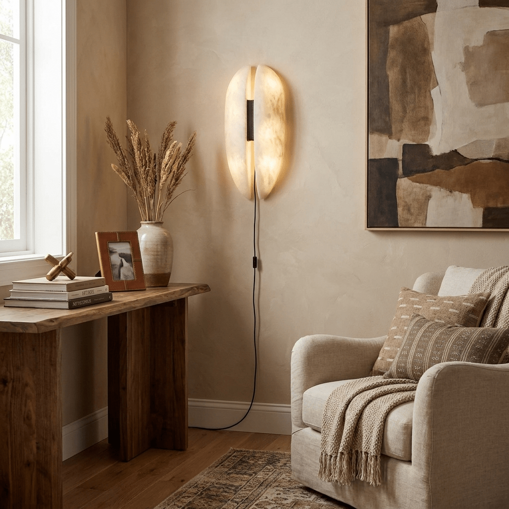 Alabaster wandlamp met stekker