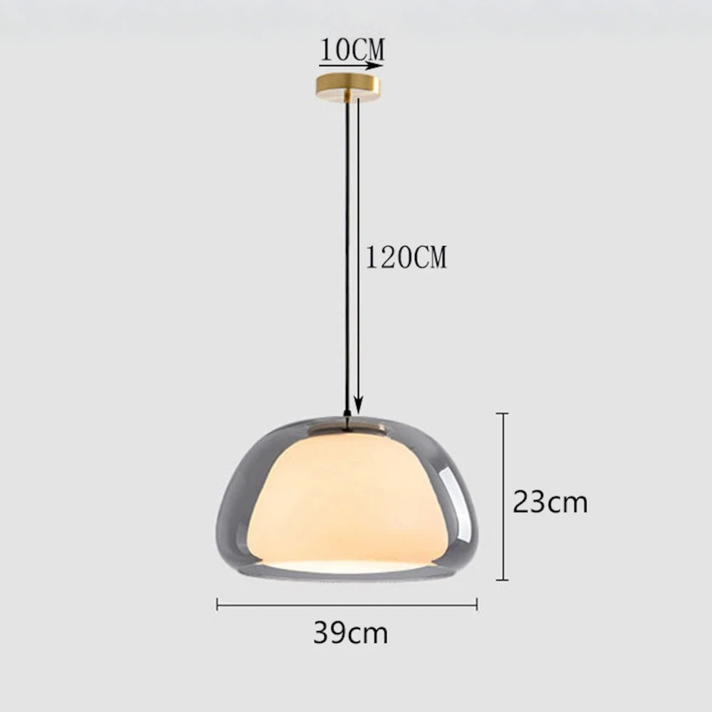 Hanglamp met getinte glazen koepel