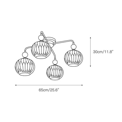 Geribd opalen glazen plafondlamp