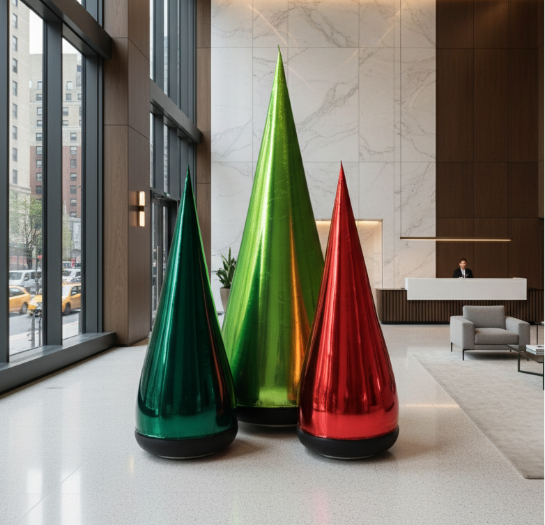 Glintora moderne metallic pvc-opblaasbare kerstboom