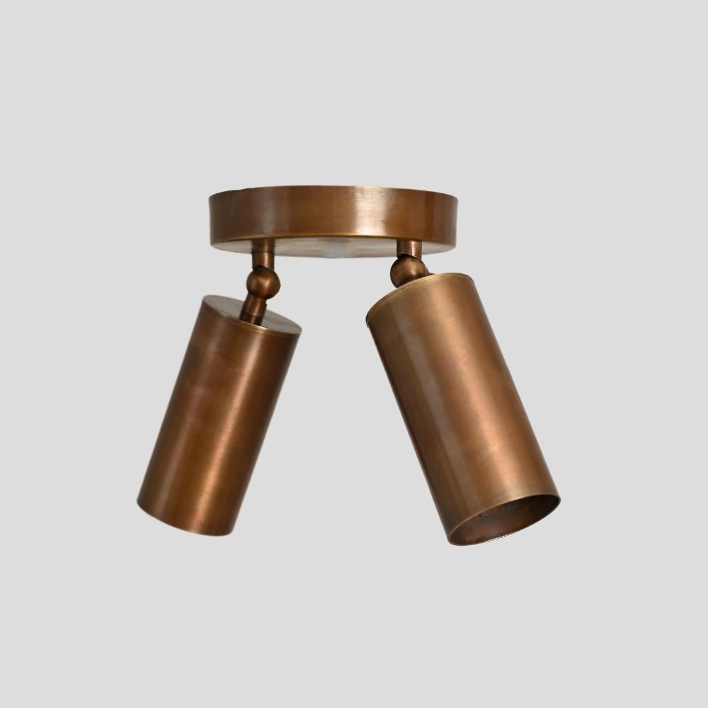 Duvessa mid-century plafondlamp met twee messing spots