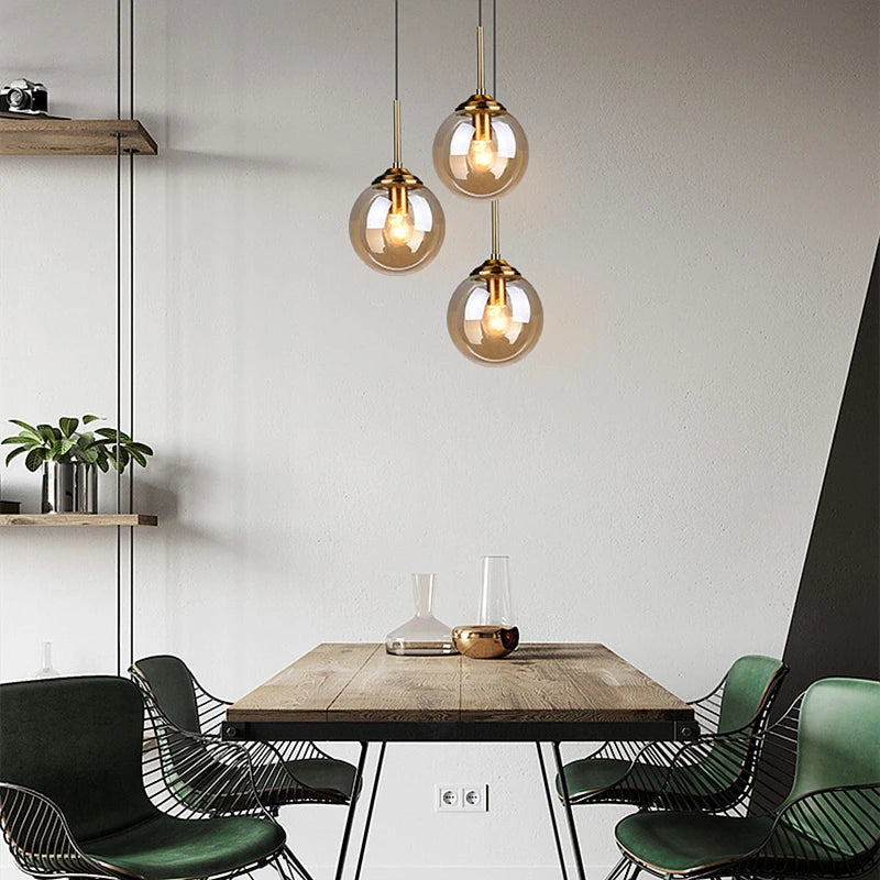 Orbelle Art-decoglazen hanglamp met messing bolvormige kap