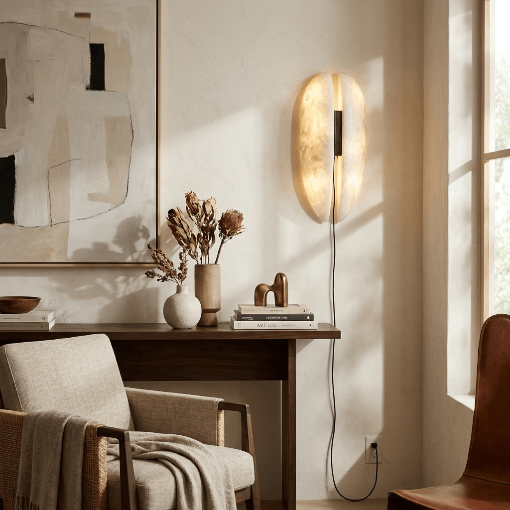 Alabaster wandlamp met stekker