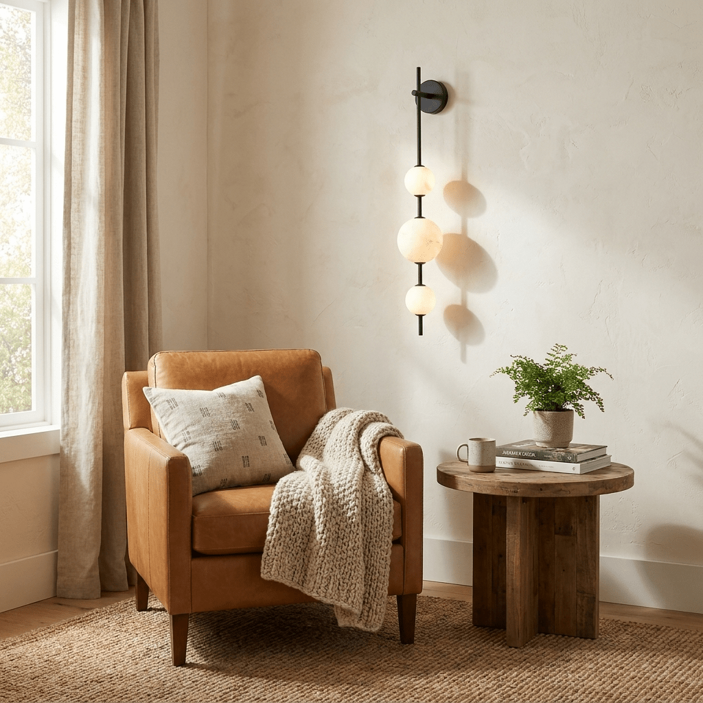 Wandlamp met albasten bol