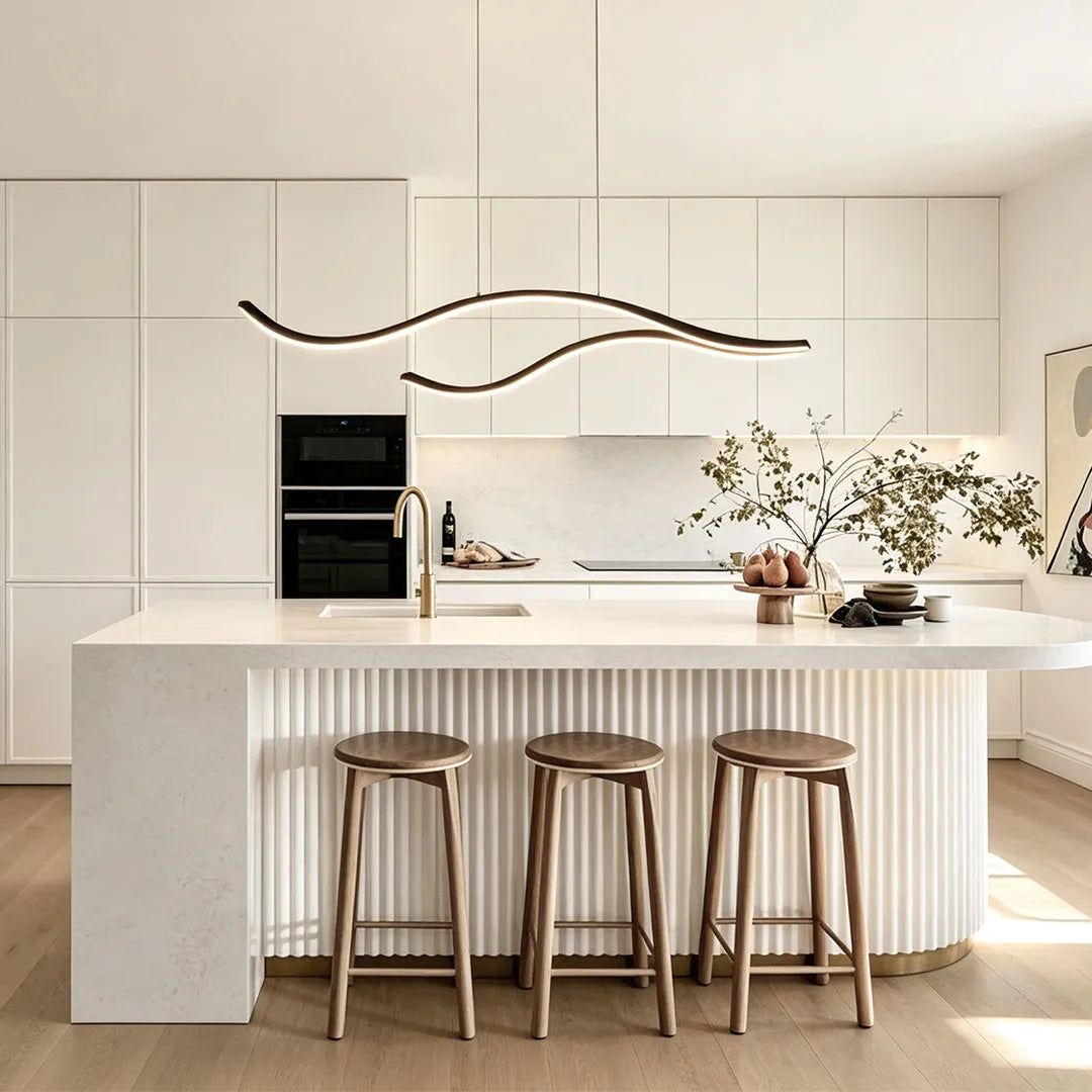 Hanglamp met vloeiende lintvorm en ledverlichting