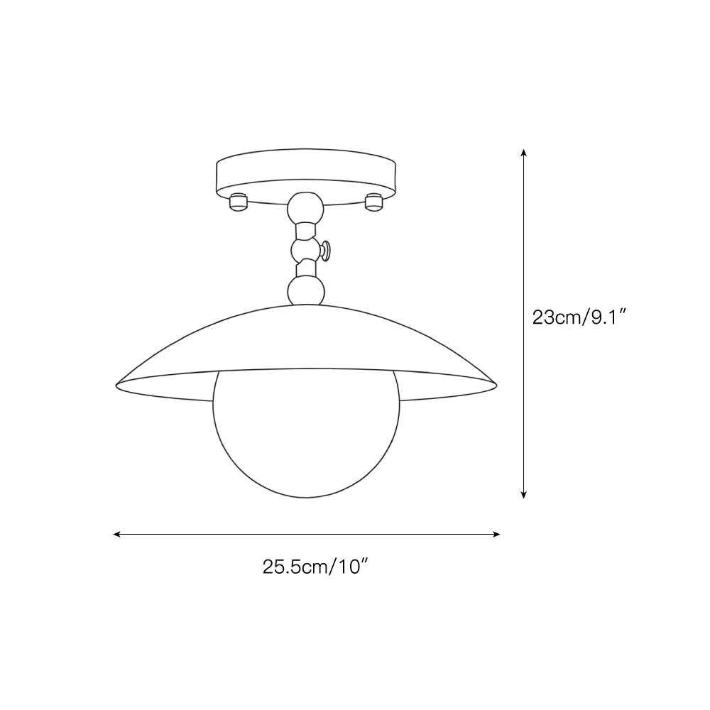 Platte plafondlamp met gehamerde koepel