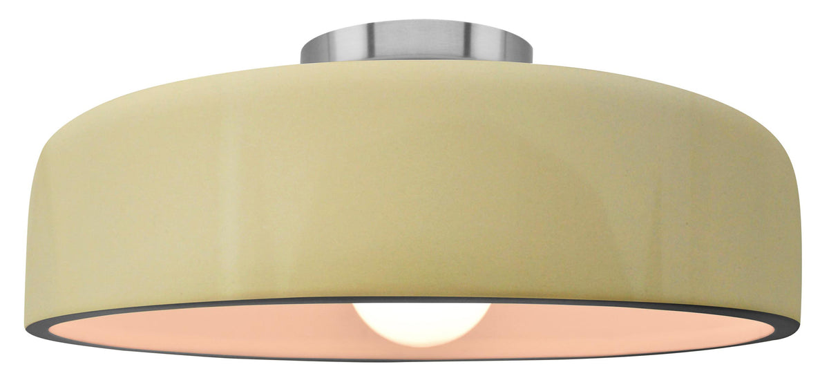 Keramische half-inbouw-plafondlamp met trommelkap