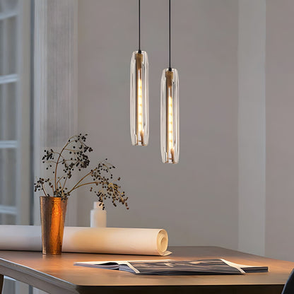 Messingkleurige hanglamp met kristallen staafjes