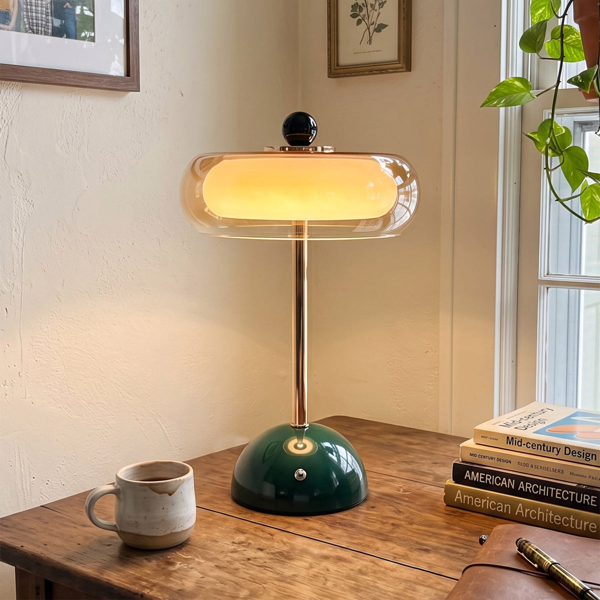 Calvento Art deco glazen tafellamp