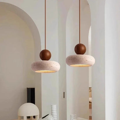 Velora Japandi-hanglamp van travertijn