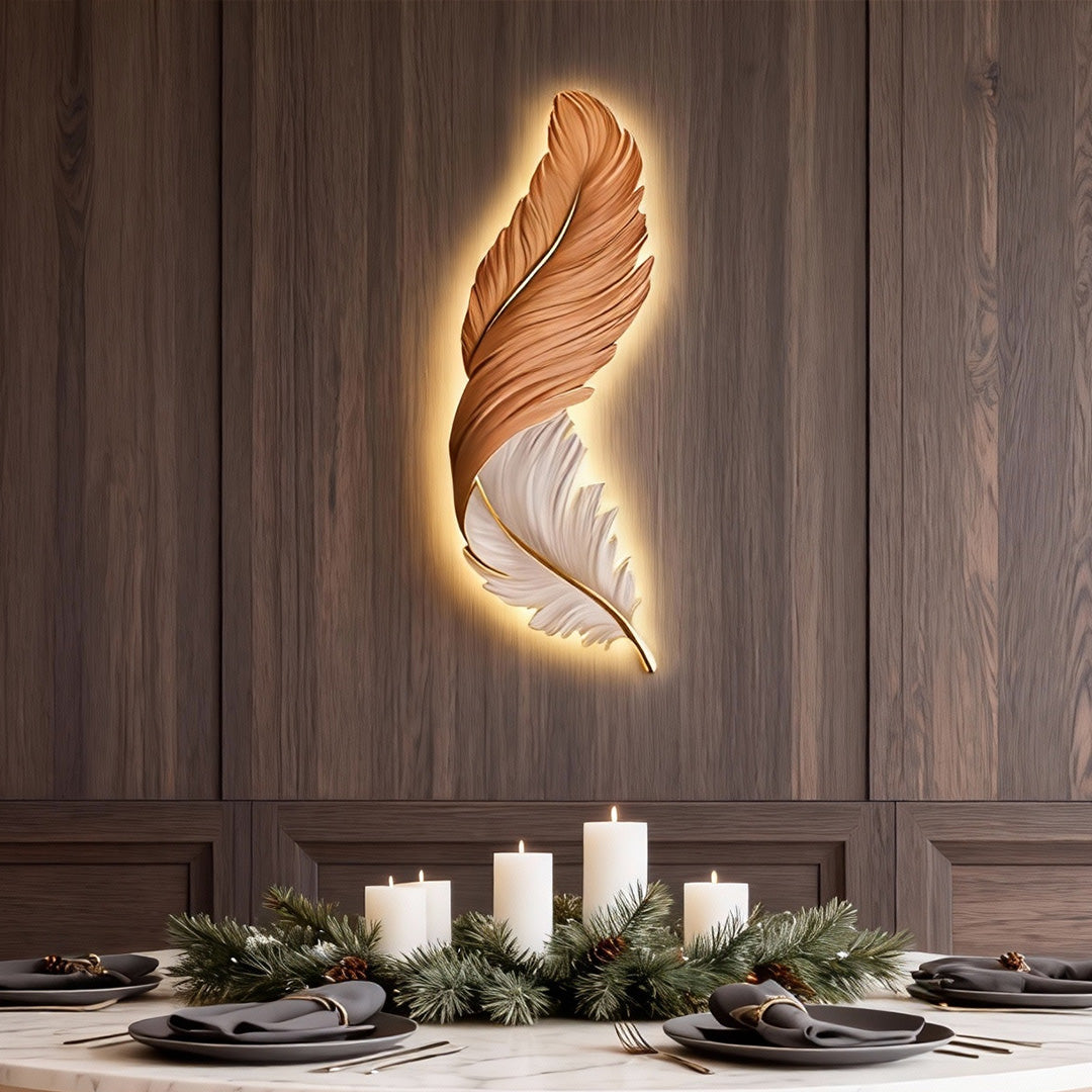 Gebeeldhouwde pluimvormige led-wandlamp