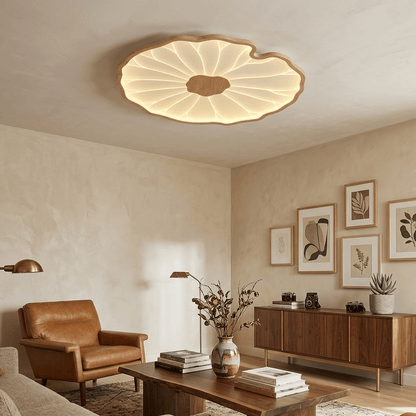 Plafondlamp met waterleliehoutnerfstructuur