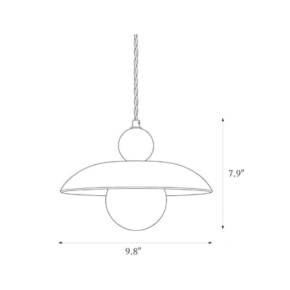 Messing hanglamp met albasten bol