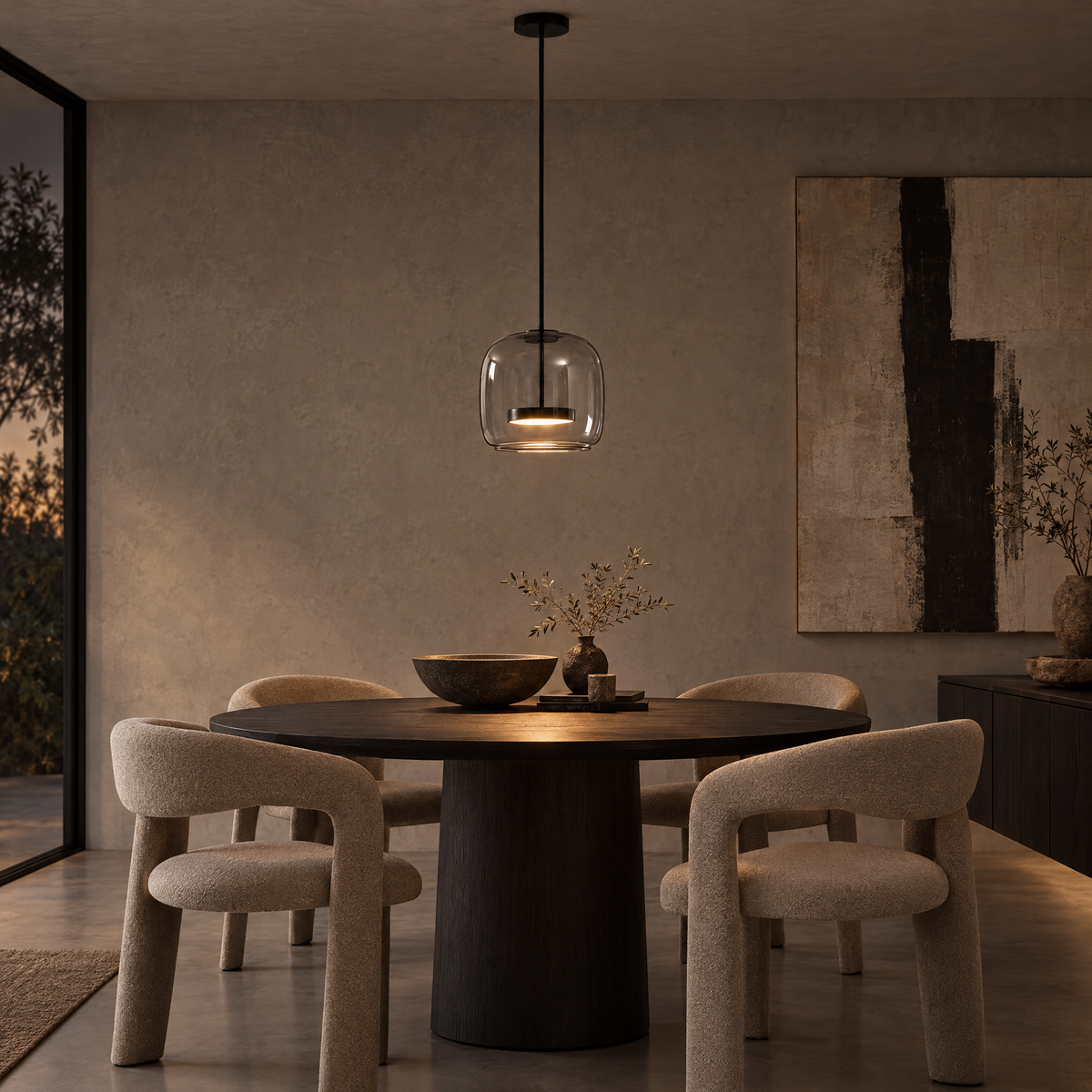 Moderne hanglamp van geblazen glas Glavira