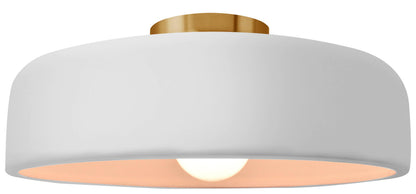 Keramische half-inbouw-plafondlamp met trommelkap