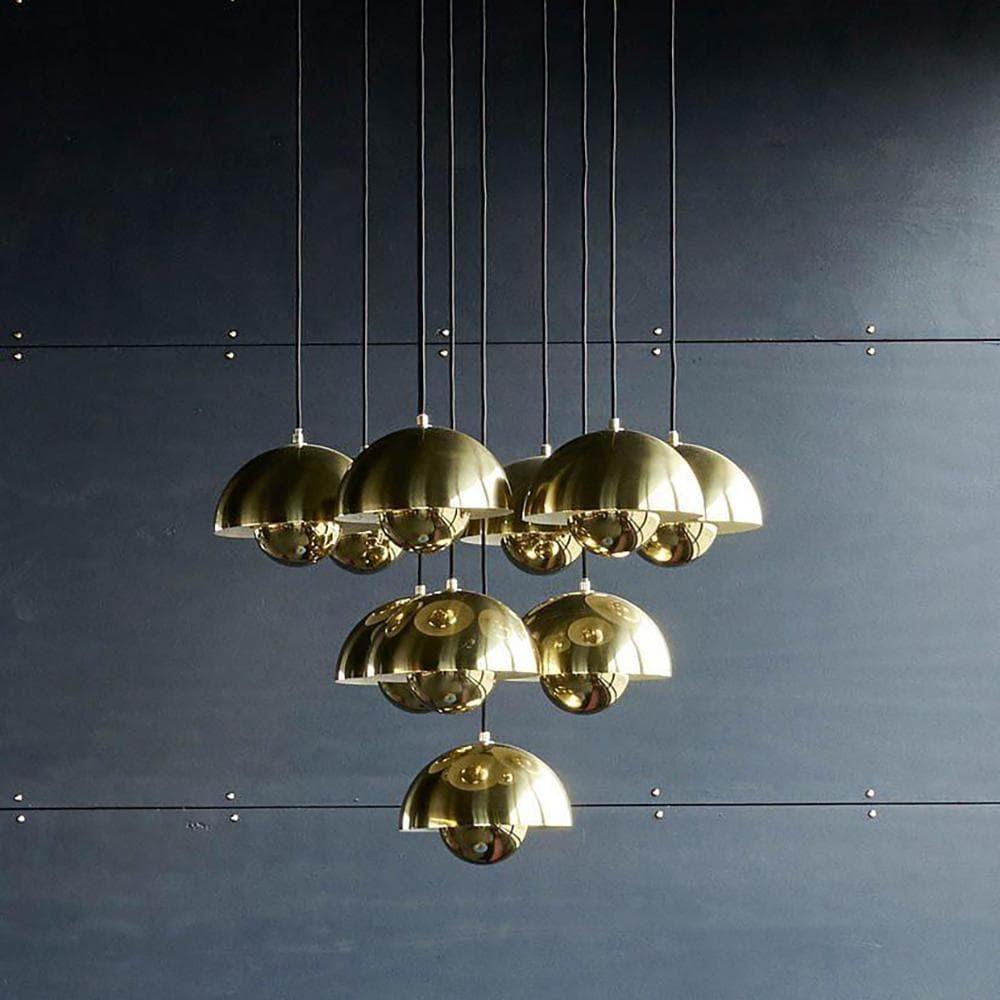 Metalen hanglamp met twee koepels