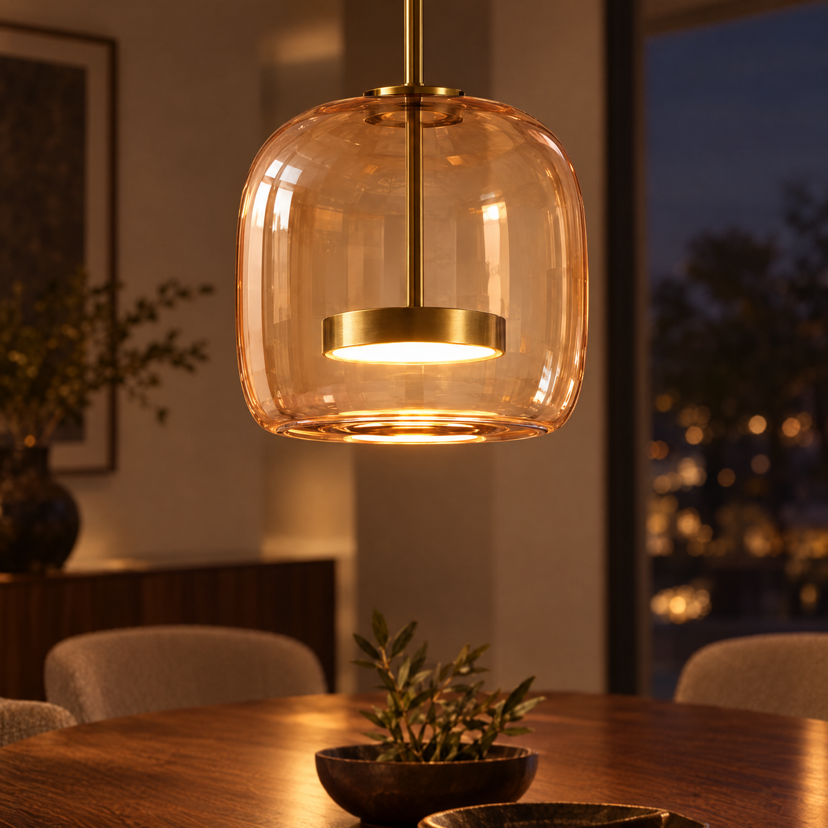 Moderne hanglamp van geblazen glas Glavira