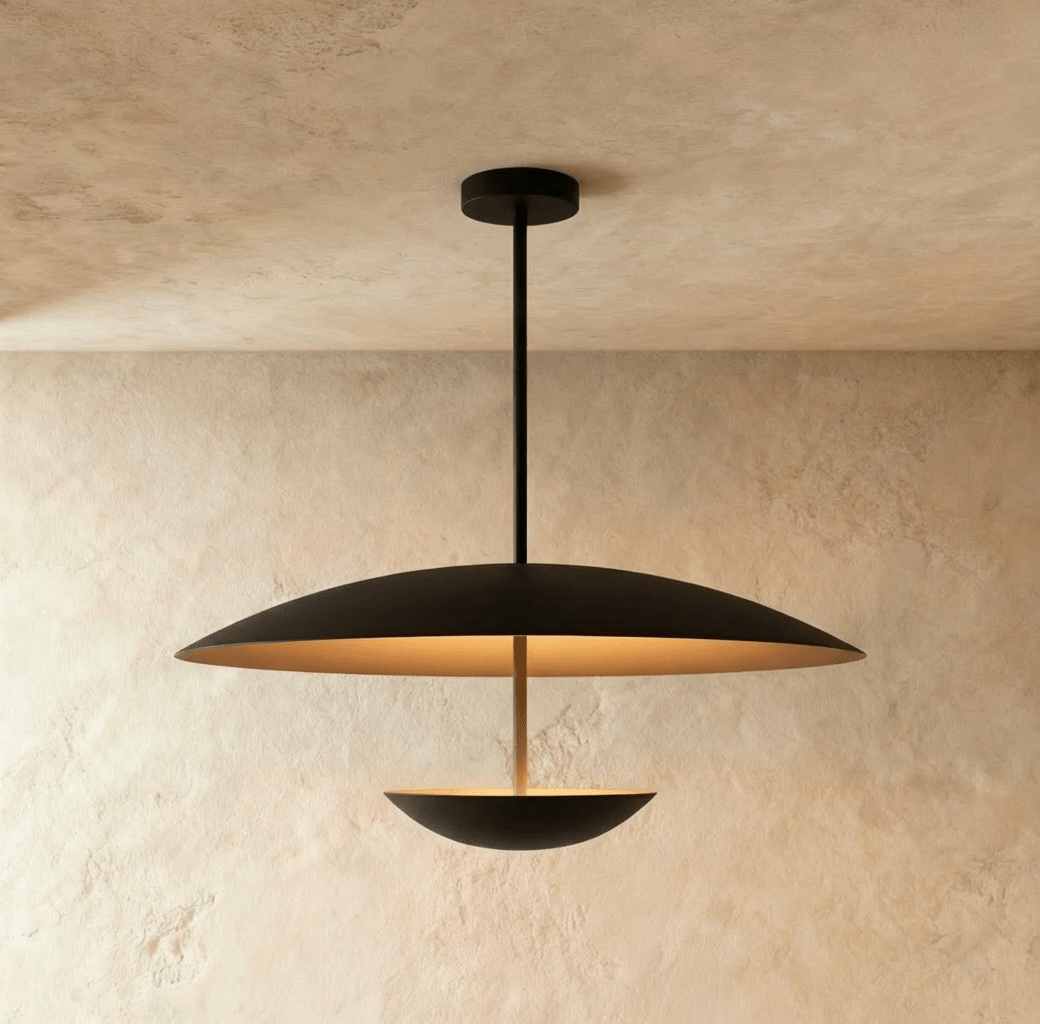 Brede metalen schijfhanglamp
