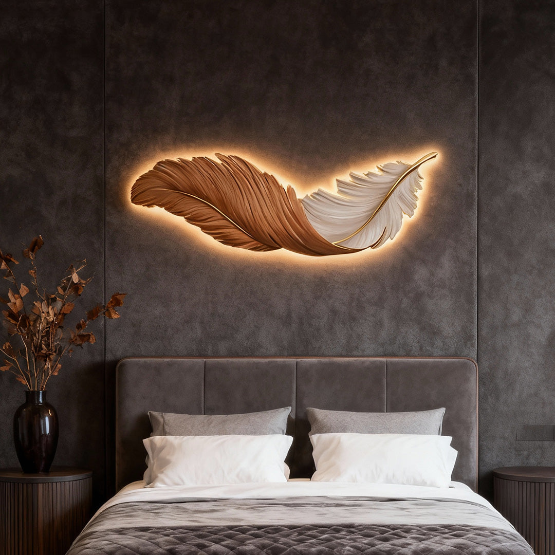 Gebeeldhouwde pluimvormige led-wandlamp