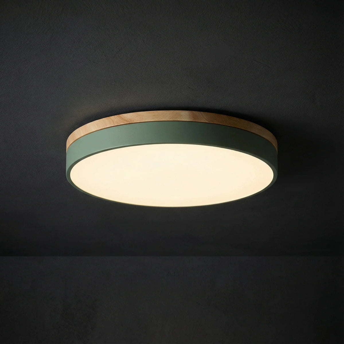 Dimbare plafondlamp met houten paneel