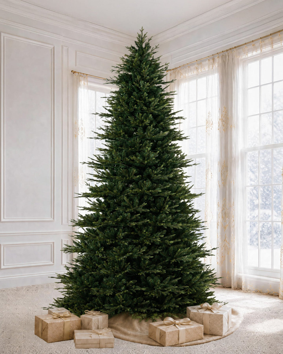 Skovra Classic PE/PVC 12ft voorverlichte kerstboom