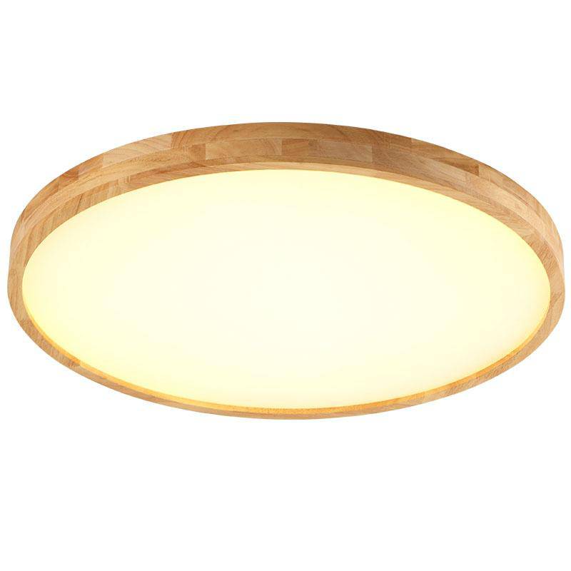 Lumivale Scandinavische plafondlamp van eikenhout, vlak gemonteerd
