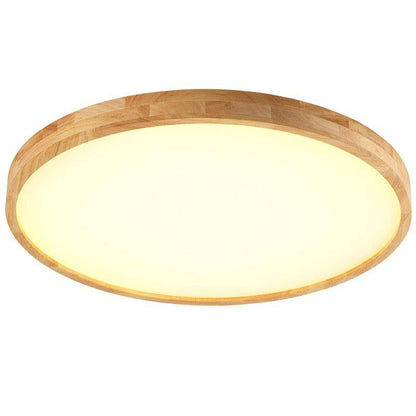 Lumivale Scandinavische plafondlamp van eikenhout, vlak gemonteerd