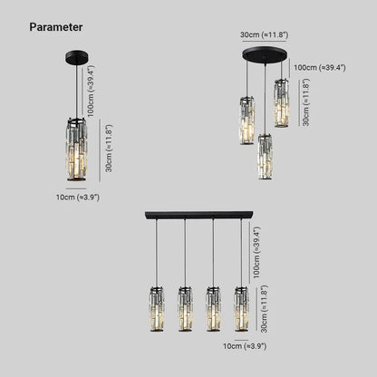 Hanglamp met gefacetteerde kristallen kolom