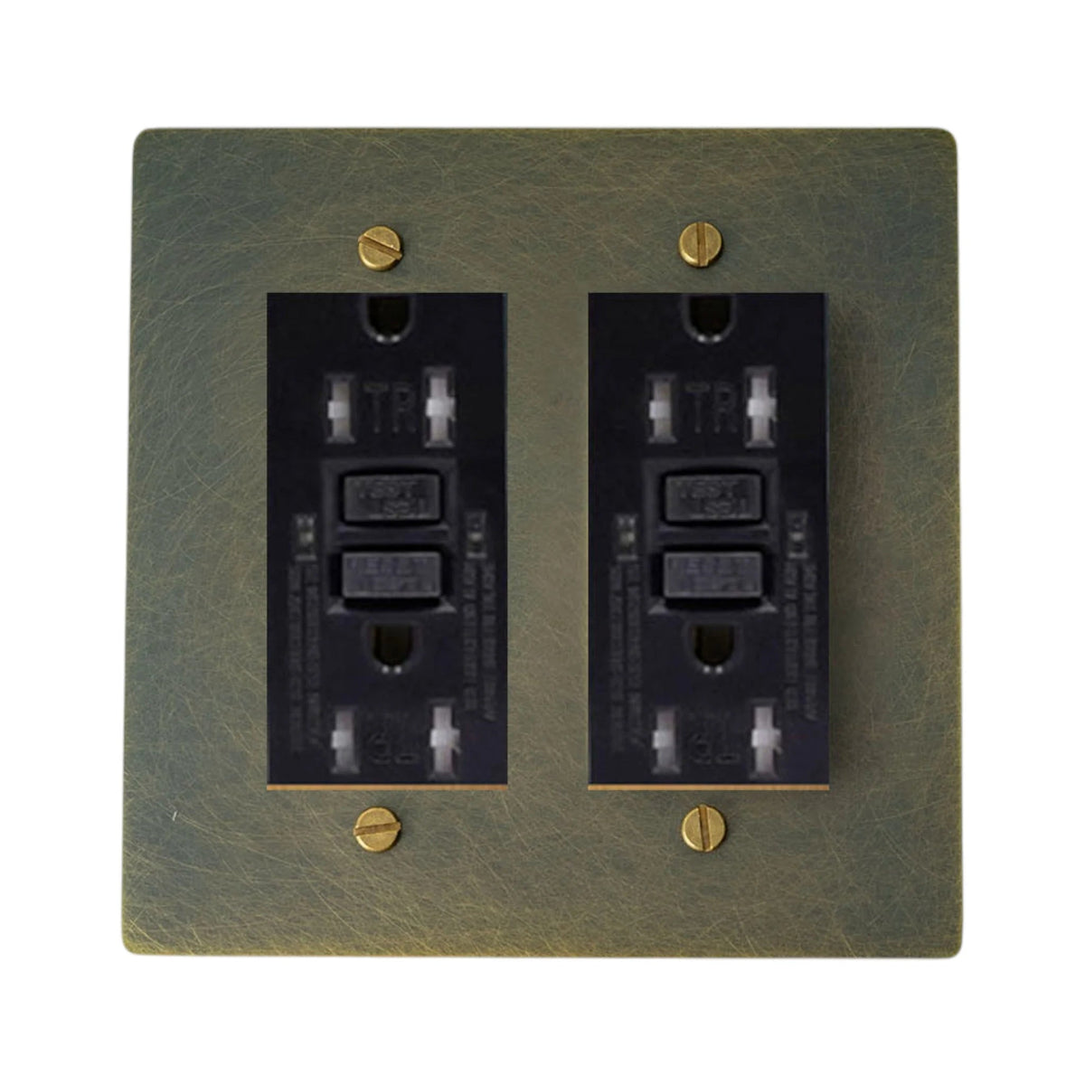 Galveno Vintage massief messing stopcontact met 2 aansluitingen