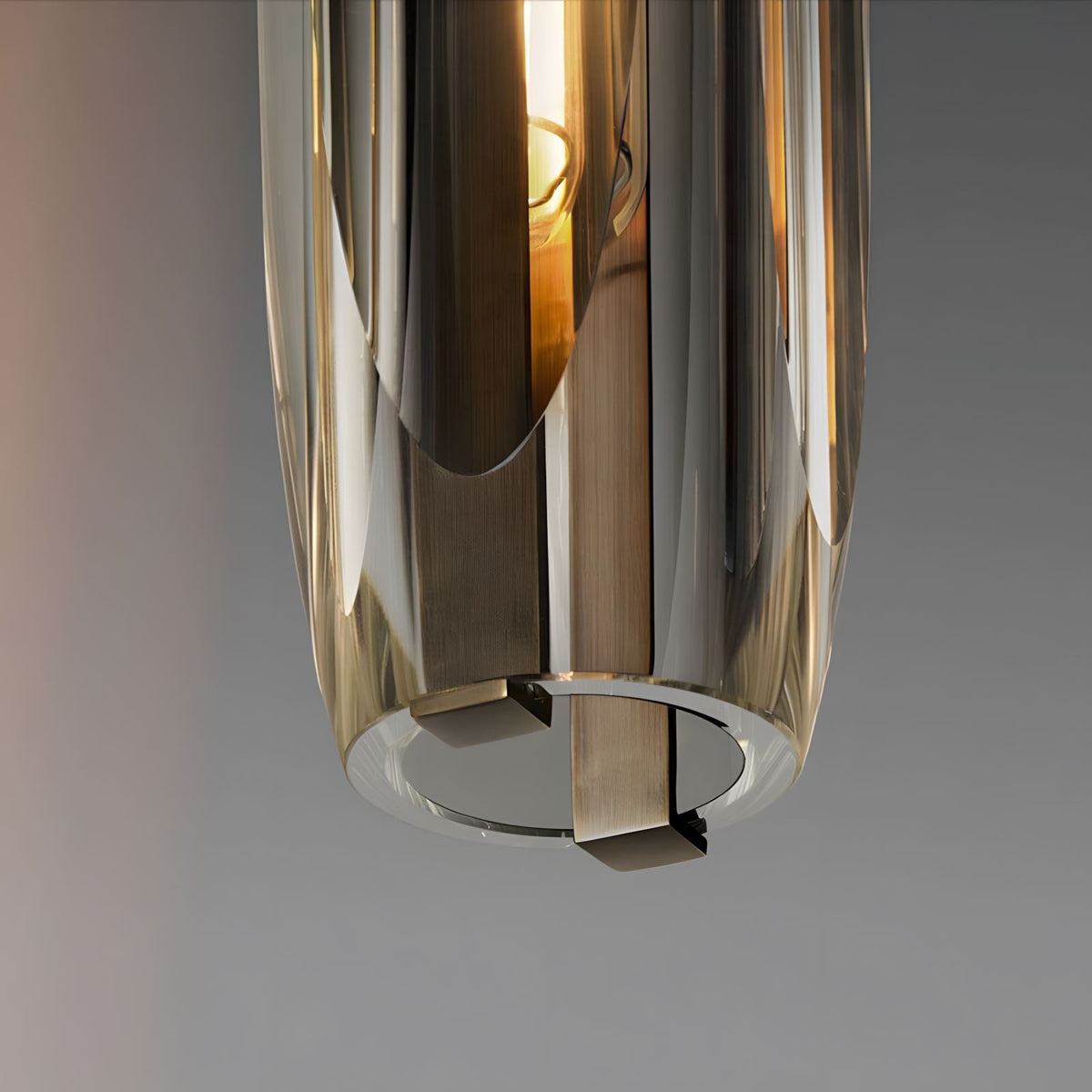 Messingkleurige hanglamp met kristallen staafjes