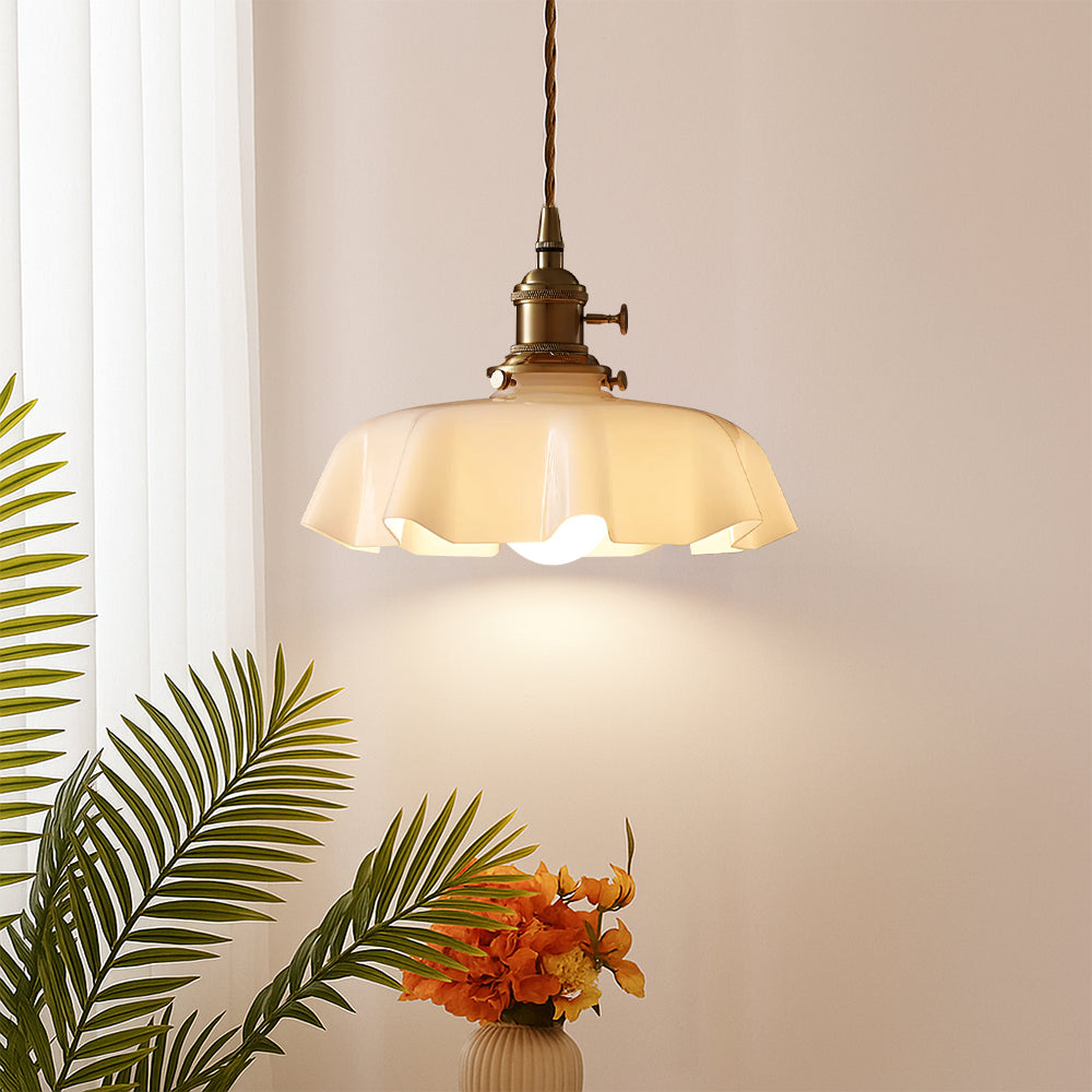 Coquille Franse hanglamp van geschulpt glas