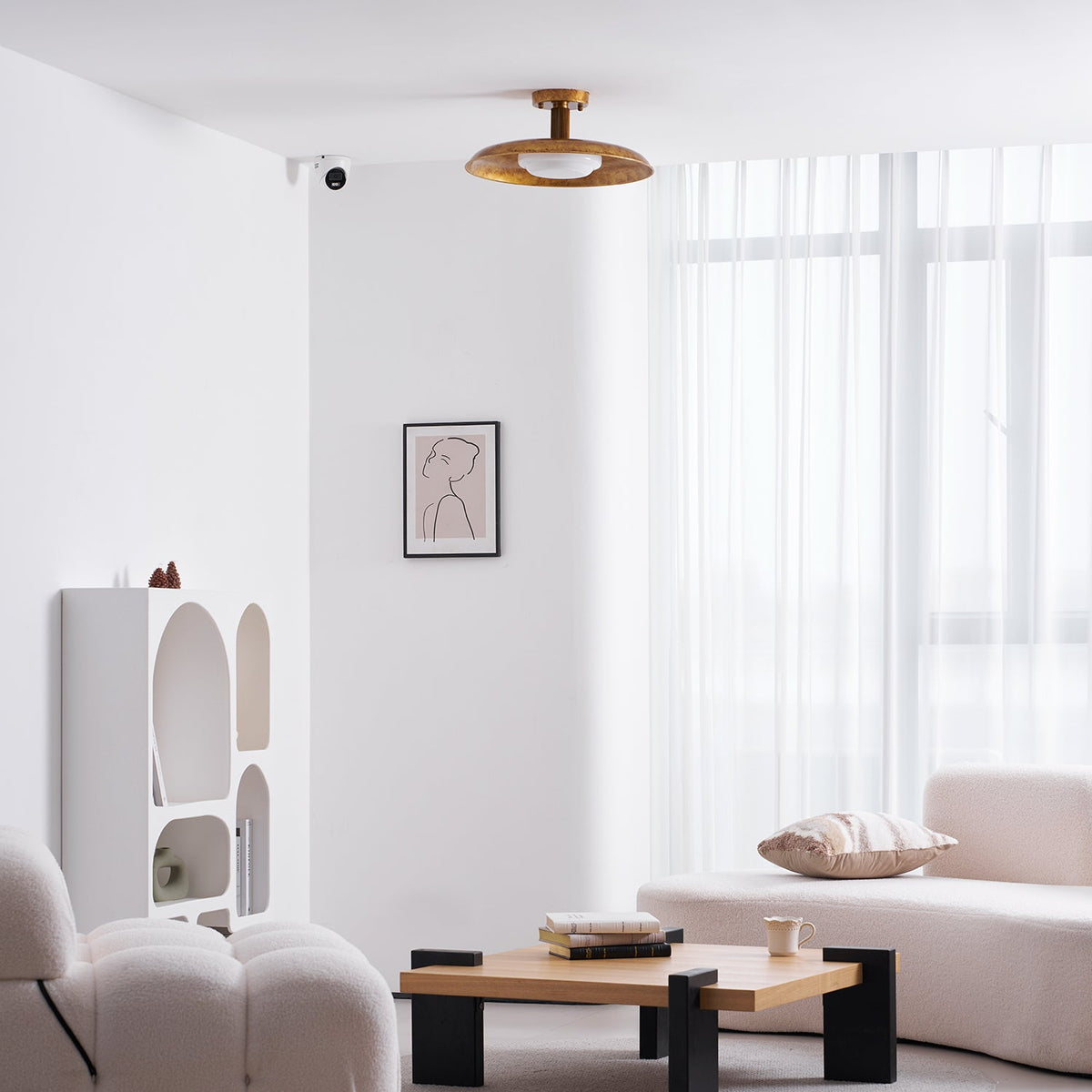 Brede ronde plafondlamp.flush