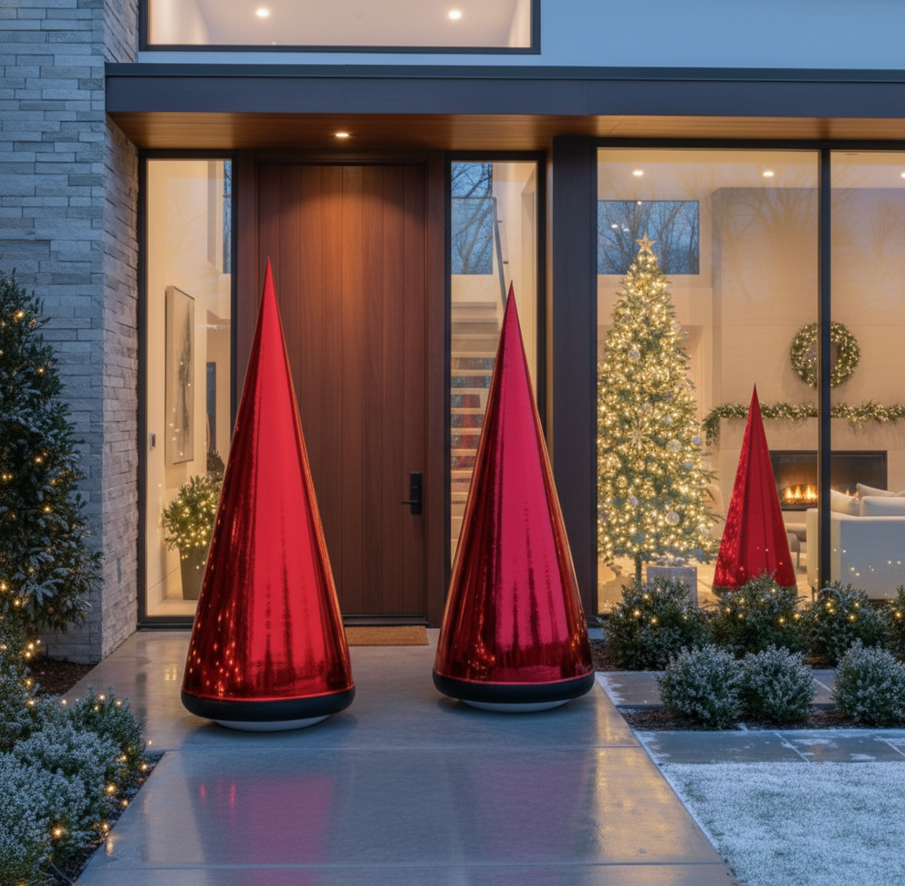 Glintora moderne metallic pvc-opblaasbare kerstboom