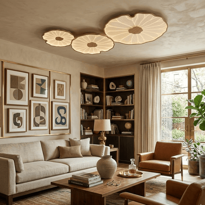 Plafondlamp met waterleliehoutnerfstructuur