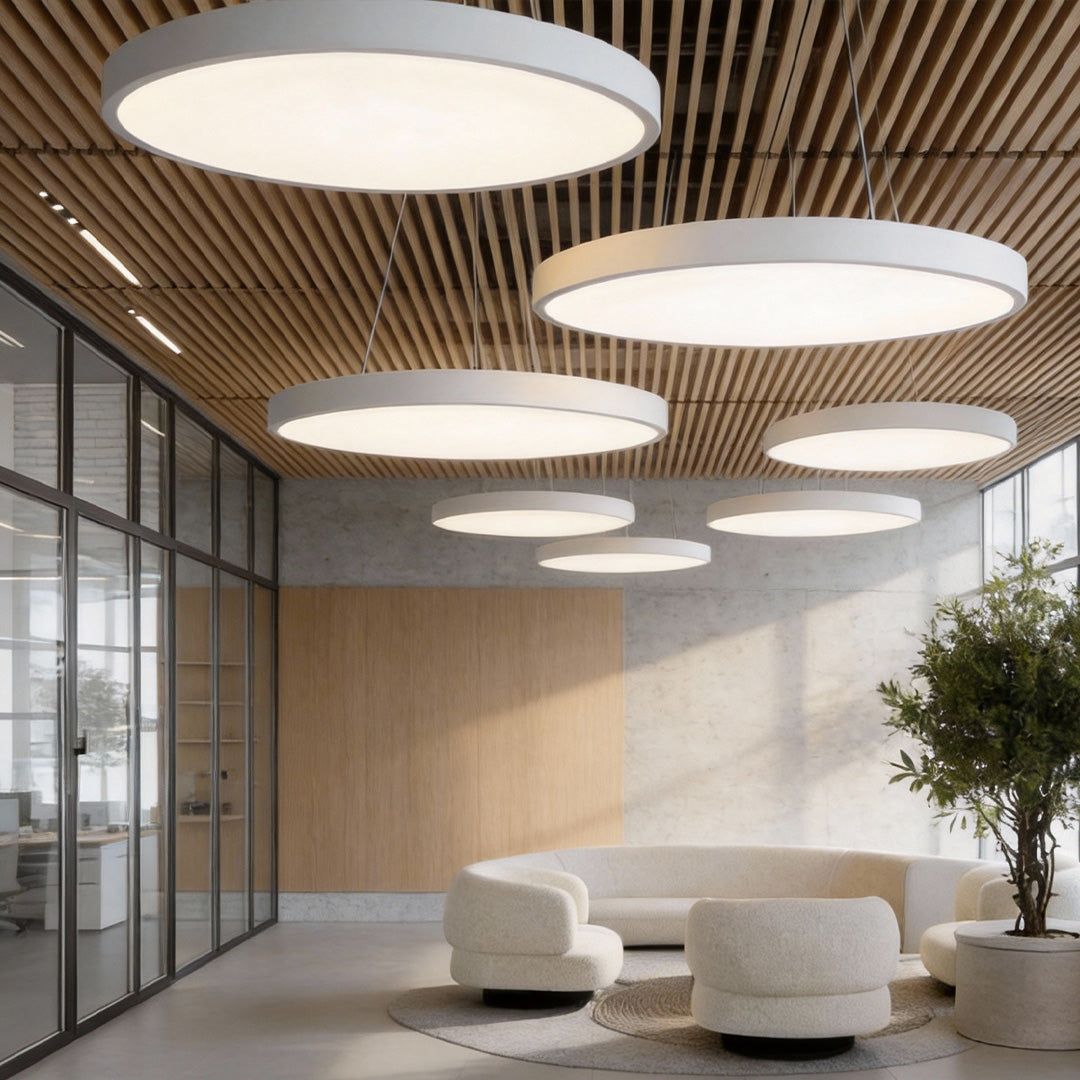 Ronde hanglamp met metalen ring