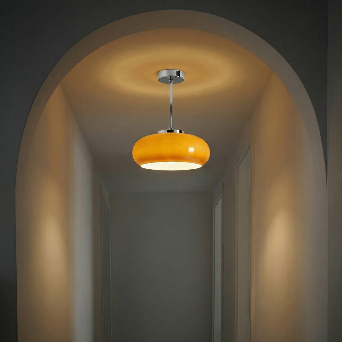Glanzende half-inbouw plafondlamp van glas