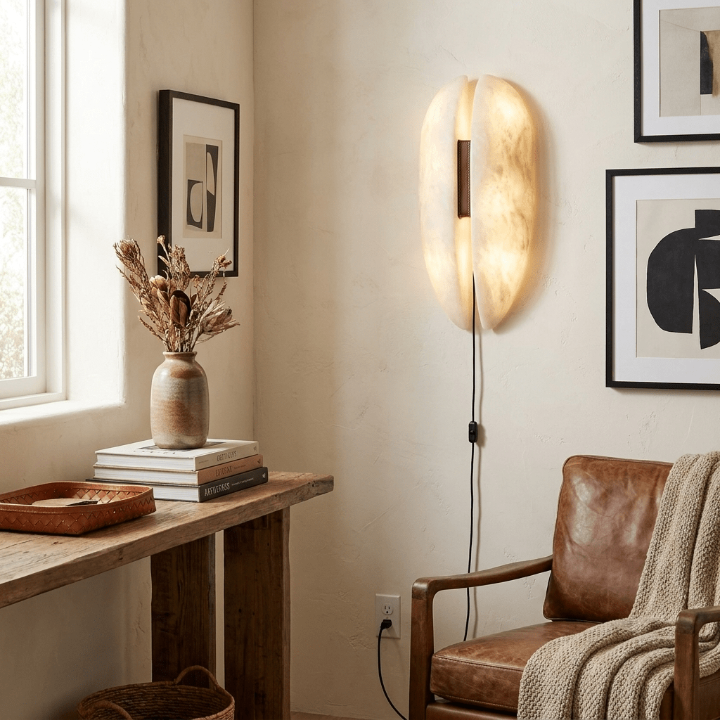 Alabaster wandlamp met stekker