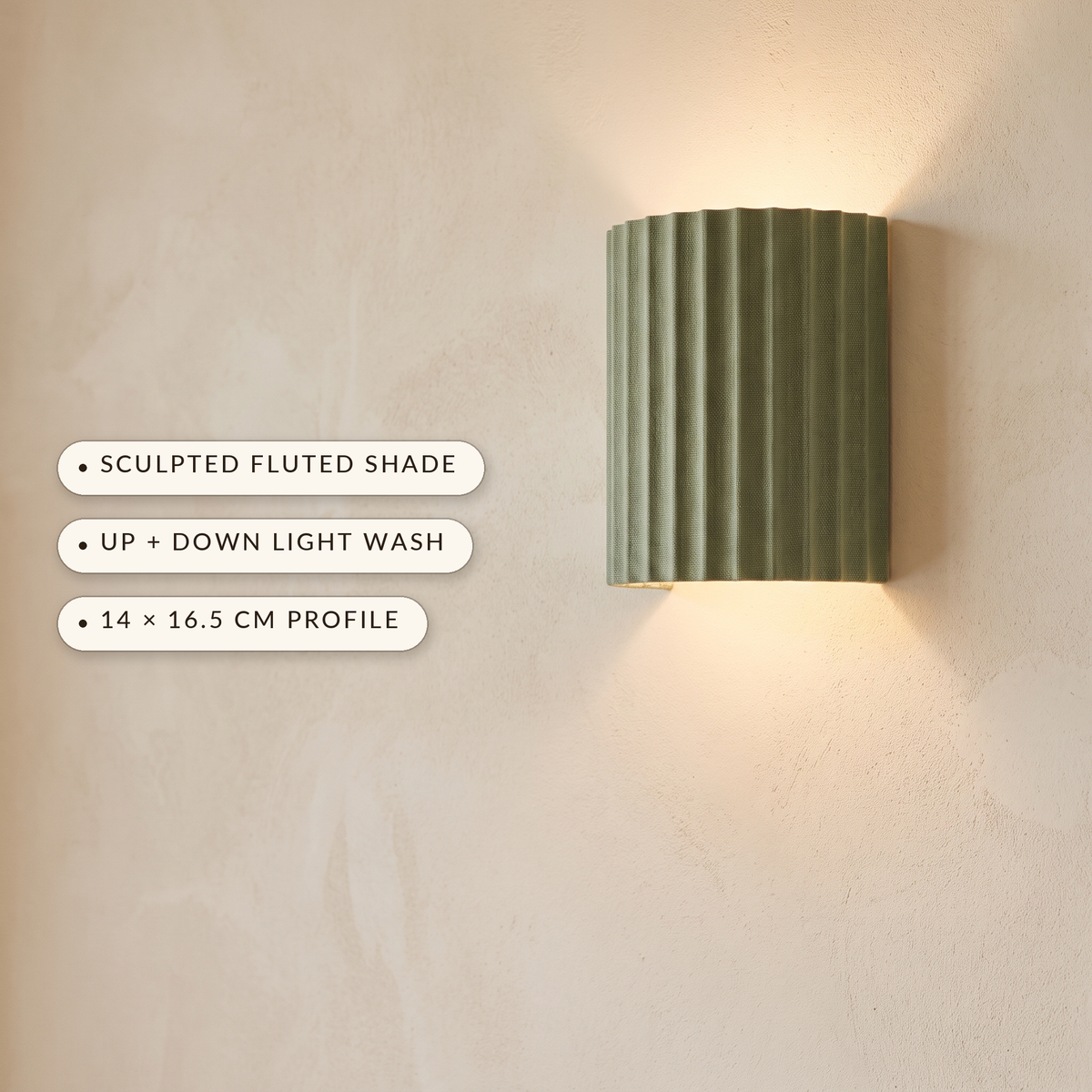 Wandlamp met geribbelde zuil