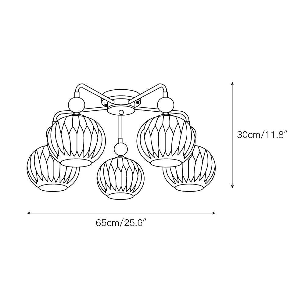 Geribd opalen glazen plafondlamp