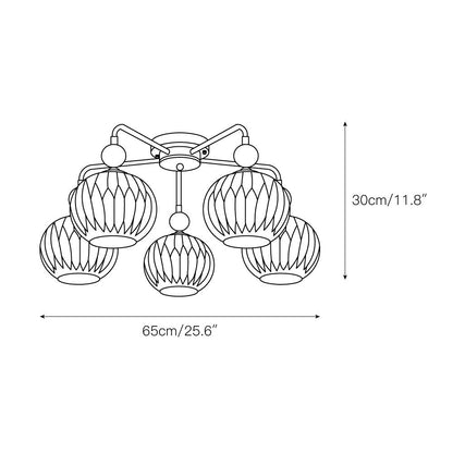 Geribd opalen glazen plafondlamp