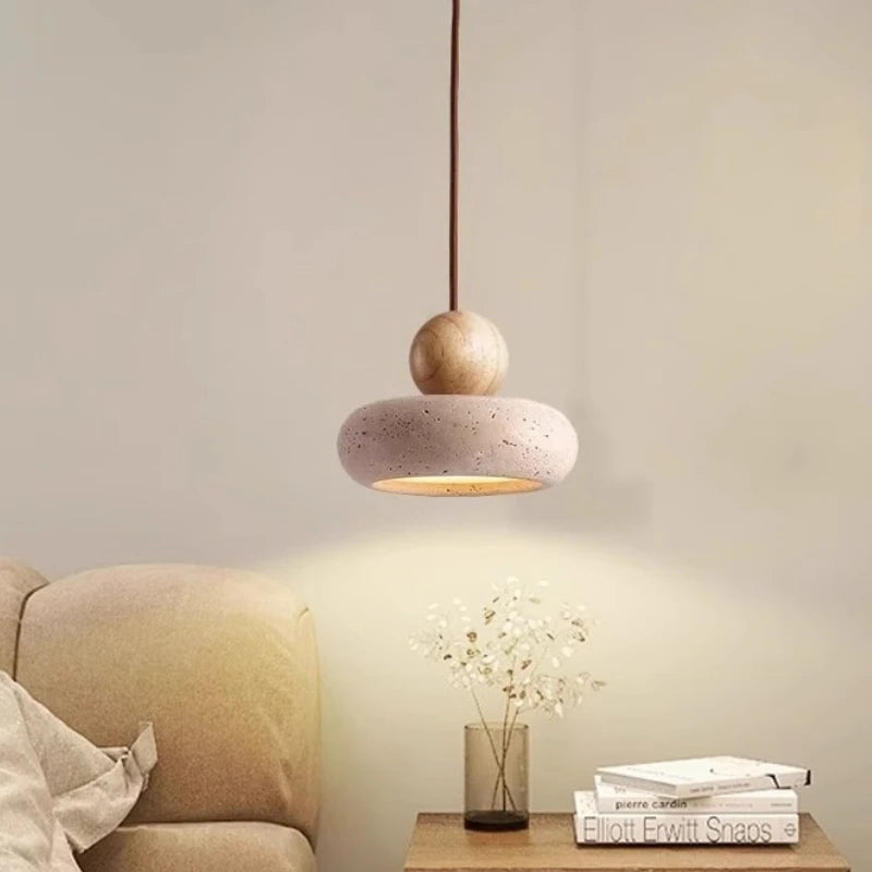 Velora Japandi-hanglamp van travertijn
