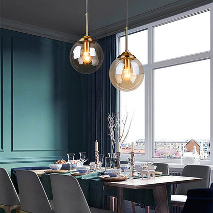 Orbelle Art-decoglazen hanglamp met messing bolvormige kap